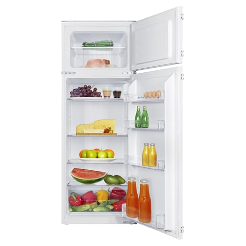 Amica Einbau-Kühlschrank mit Gefrierfach oben, Doppeltür, 145 cm Nische, Schlepptür-Technik, elektronische Steuerung, Inverter-Motor, LED-Beleuchtung