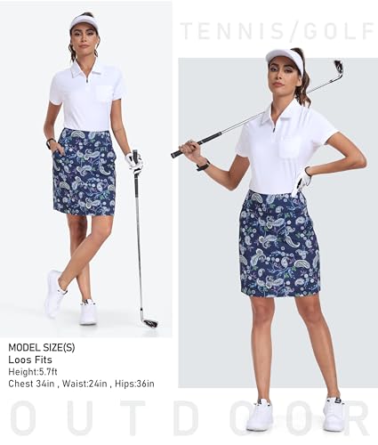 Image of MoFiz Women's 20 inch Knee Length Golf Skorts Athletic Skirts Summer Casual Active Workout Sports Tennis Skirt with 4 Pockets