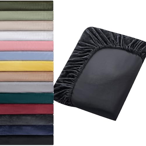 Pötter Teddy Flausch Spannbettlaken 180x200 Cm – Cashmere Touch, Anthrazit, Weiß, Grau