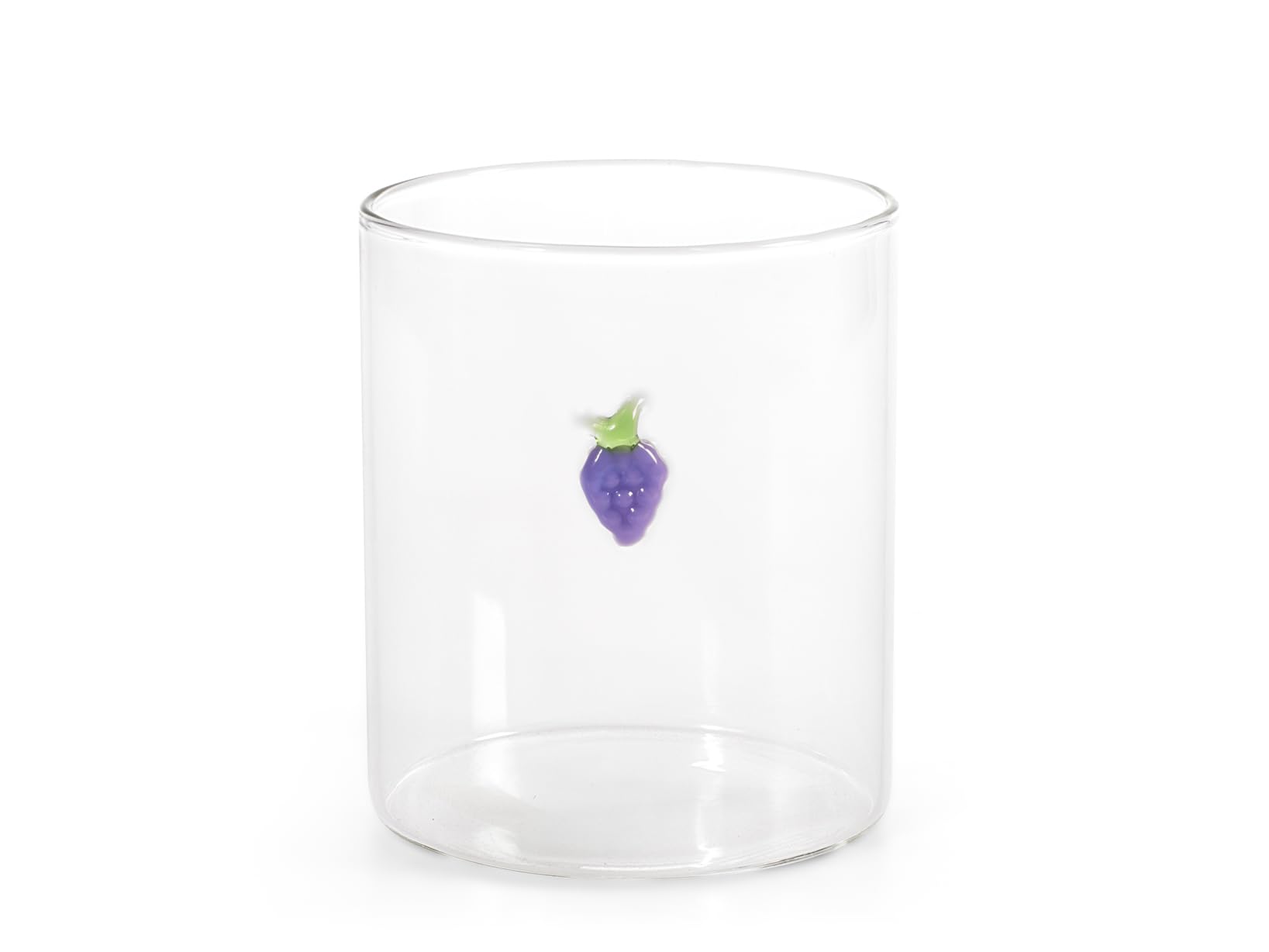 H&H, Set 6 Bicchieri in Vetro Borosilicato 42 cl con Miniature Fruttate Esterne – Ciliegie, Fragola, Uva, Limone, Pesca, Ananas – Lavabili in Lavastoviglie
