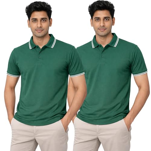 Image of Hangout Hub Men's Polo T Shirt | Solid | Plain Regular Fit Tees|Collar T-Shirts|Half Sleeves|Set of 1 & 2|HH.MP.MAR