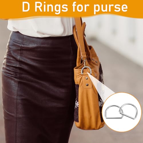 Aiyorse 9 Stück D-Ring 25mm Halbrunder D-Ring Taschenzubehör Metall-D-Ring Nahtloser Stahl Halbringe D-Ringe für Halsbänder,Karabiner,Gurtbänder,Taschen,Hundeleine,Hand-Diy-Zubehör