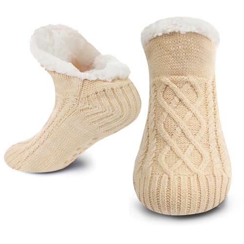 Image of Fluffy Fuzzy Warm Slipper Socks for Women Men Thick Fleece Lined Non-Slip Socks Indoor Floor ChristmasGiftsfor women Winter super Soft Warm Cozy Grip Socks