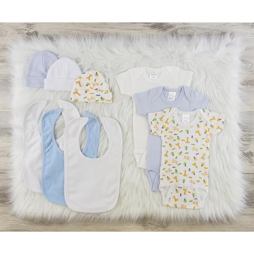 Bambini LS-0553NB Layette Baby Clothes Set White & Blue - Newborn - Pack of 3