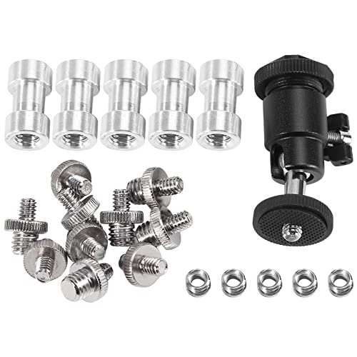 Tuesoa Tornillo De La Cámara, 21 Piezas 1/4 Pulgada 3/8 Pulgada Conversor Tornillos Roscados Montaje Adaptador para Zapata Caliente Juego De Cabeza De Bola De Cámara Cámara/Monopie