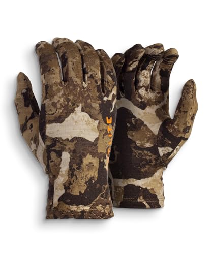 First Lite Aerowool Touch Liner Merino Wool Glove - Lightweight, Touchscreen Compatible Camo Hunting Gloves - First Lite Cipher - Large