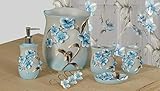 BH Home & Linen 6-Piece Decorative Bathroom Accessory Set Made of Ceramic (Lily Blue)