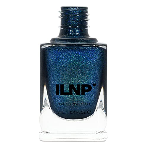 ILNP Isabella - Petrol Blue Holographic Nail Polish, Chip Resistant, Non-Toxic, Vegan, Cruelty Free