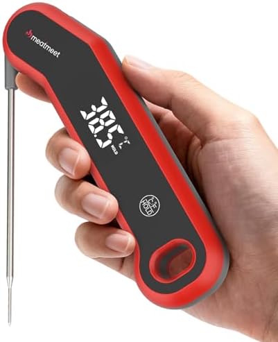 Meatmeet S1 Meat Thermometer Digital - 0.5s Instant Read, Food Cooking Thermometer Precise ±0.3℃, IP67 Waterproof, Magnetic Store, Large Bright LED Display, Home Kitchen BBQ Grill Oven