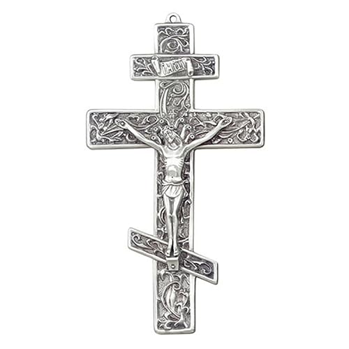 Christian Brands Crucifixes - Pewter Filigree Greek Orthodox Hanging Wall Cross, 8.5