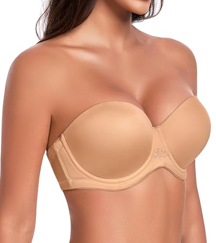 Image of HACI Full Coverage Strapless Bra for Large Bust Contour Underwire Plus Size Convertible Multiway
