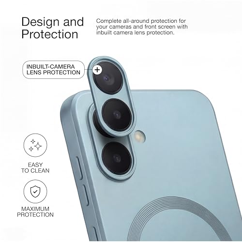 Image of amazon basics Premium Mag-Safe Case for Samsung Galaxy M07 5G | Shockproof & Anti-Scratch Cover | Soft Silicone with Wireless Charging | Camera Lens Guard - Blue
