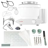 Bosch Universal Plus Stand Mixer with NutriMill Baker's Pack Accessory Bundle including Bowl Scraper, Cookie, and Cake Paddles