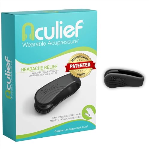 Aculief Wearable Natural Acupressure Support - Targeted Tension Management & Acupressure Tool - Discreet On-the-Go Comfort - Adjustable Fit for Daily Stress - X-Small Black