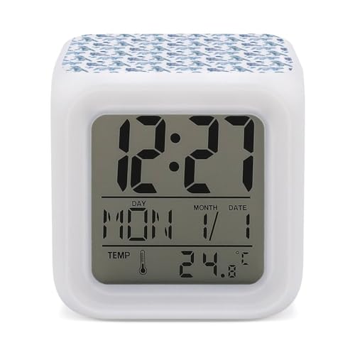 Reloj despertador digital con patrón de mapaches para dormitorio, pantalla LED, alarmas de noche
