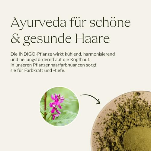 Foto von khadi REINES INDIGO Pflanzenhaarfarbe - Lässt Dein Haar in einem geheimnisvoll tiefen Blauschwarz erstrahlen - 100% pflanzlich & natürlich - 100g