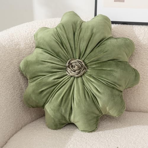 UNWAAT 15.7 Inches Round Throw Pillows Velvet Flower...