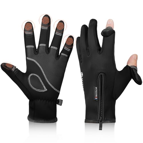 flintronic Fahrradhandschuhe, Wärme Radsport Handschuhe, wasserdichte Winddichte, mit fingerkappe, Touchscreenhandschuhe, Winterhandschuhe Wasserdicht für Laufen,Radfahren, Fahren, Angeln, Unisex-XL
