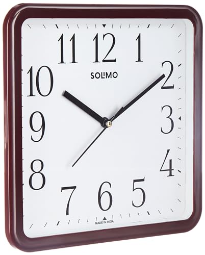 Image of Amazon Brand - Solimo Square Wall Clock | Plastic | 8.5 Inch | Black