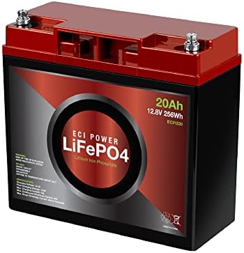 ECI Power 12V 20Ah Lithium LiFePO4 Deep Cycle Rechargeable Battery | 2000-5000 Life Cycles & 10-Year Lifetime | Built-in BMS | Perfect for RV, Solar, Marine, Overland, Off-Grid Applications