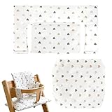 bssmmai Hochstuhl Sitzkissen Set, passend für Stokke Tripp Trapp, 2 teilig Hochstuhl Sitzkissen, 100% Bio Baumwolle, Weiches Hochstuhlkissen mit Klettverschluss