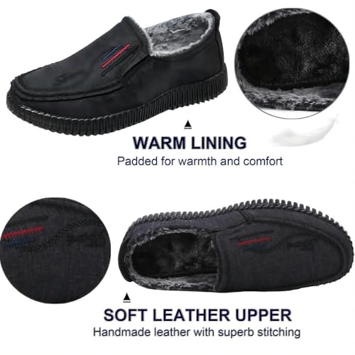 Mens Warmth Loafers Indoor Outdoor Casual Walking Driving Comfortable Padded Thicker Slip-on Winter Cotton Shoes3
