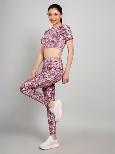 Image of SSoShHub Tights Top High Waist Stretchable Gym Tights and CropTop Bra Gym wear /Active Wear Tights Yoga Pants Zumba /Dance Womens Workout Tights and Top Stretchable Workout set