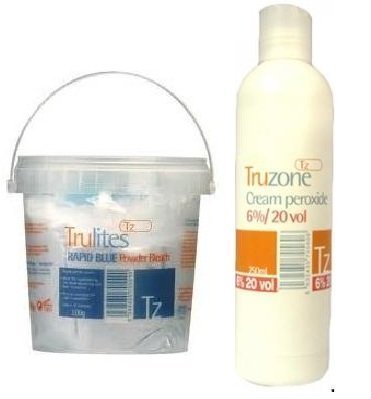 Bleach & Peroxide Set Includes 1 Cream Peroxide 6% - 20 Vol 250Ml & 1 Trulites Rapid Blue Powder Bleach 500G