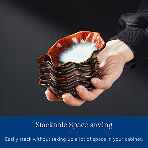 Livehouse 4.3 Inch Vintage Style Kiln Glazed Small Ceramic Dipping Bowls Pinch Bowl Side Dishes For Soy Sauce Dessert Tomato, Set Of 6 (Ink Red) #TOP3