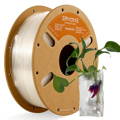 Image of ERYONE PLA Filament 1.75mm, 3D Printer Filament PLA, + /-0.03mm, 1kg(2.2lbs) /Spool, Transparent