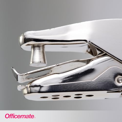 Image of Officemate Single Hole Punch - 5 Sheet Capacity, Nickel Plated Hand Punch, 0.25-Inch Hole Size Paper Puncher, Silver, 12-Pack