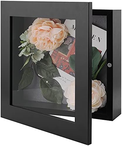 Golden State Art, 8x8 Shadow Box Frame Display Case, 2-inch Depth, Great for Collages, Collections, Mementos, 6 Pins Included (Black, 1 Pack)