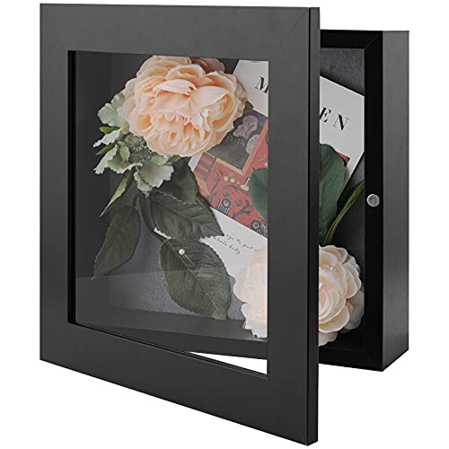 Golden State Art, 8X8 Shadow Box Frame Display Case, 2-Inch Depth, Great For Collages, Collections, Mementos, 6 Pins Included (Black, 1 Pack) #TOP17