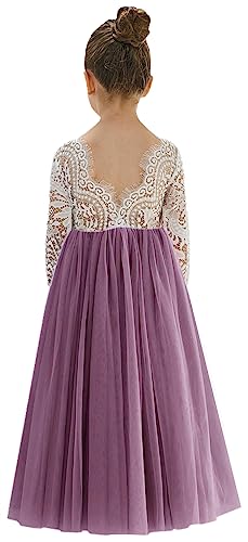 Image of 2Bunnies Girl Peony Lace Back A-Line Straight Tutu Tulle Party Flower Girl Dress