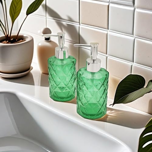 Glass Soap Dispenser Bathroom Countertop Shampoo and Conditioner Dispenser Washing Up Liquid Hand Soap Pump Bottle Dispenser Kitchen(1, Green) - Cosy Home Interiors Glass Soap Dispenser Bathroom Countertop Shampoo and Conditioner Dispenser Washing Up Liquid Hand Soap Pump Bottle Dispenser Kitchen(1, Green) - Image 4