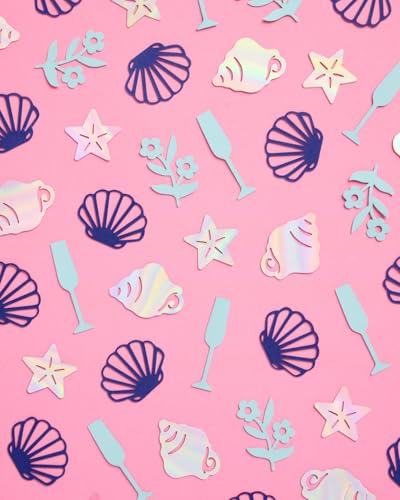 Image of xo, Fetti Coastal Party Foil Confetti - 200 pc | Last Toast on the Coast, Beach Engagement Party Decoration, Bachelorette Table Decor, Bridal Shower Supplies, Beach Birthday Tablescape, Iridescent
