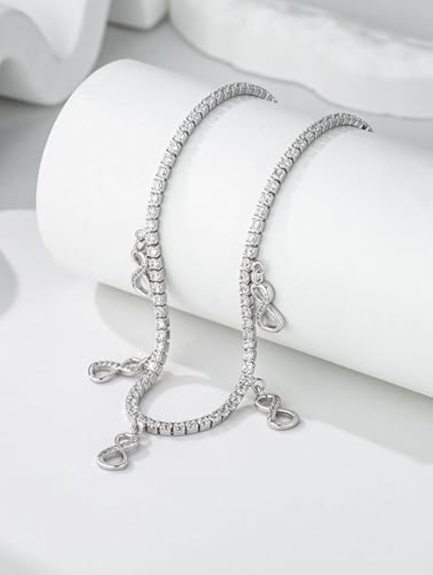 Women's 925 Sterling Silver Infinity Tennis Necklace