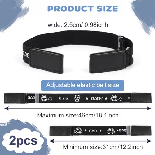 Image of GUSTAVE 2pcs Belt for Kids, Stretchy Kids Belt for Boys Girls, Fashion Adjustable Waist Belts, Elastic Silver Buckle Child Toddler Belts