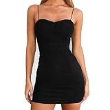Ansenesna Kleid Spagettiträger Damen Kurz Curvy Wickelkleid Eng Elegant Minikleid Frauen Rückenfrei Sommerkleid
