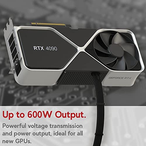 Image of LINKUP - AVA 4-in-1 12VHPWR PCIE 5.0 Power Adapters | 600W 16AWG | For All PSUs | UL-Rated, Sleeved Jacket | 4 Pcs Kit for RTX5000 RTX4000 GPUs | Elevate Gaming Performance | 40cm Black