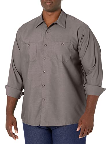 Image of Red Kap Men's Long Sleeve Industrial Work Shirt | Moisture Wicking Button Up, Wrinkle Resistance Fights Fading & Stains