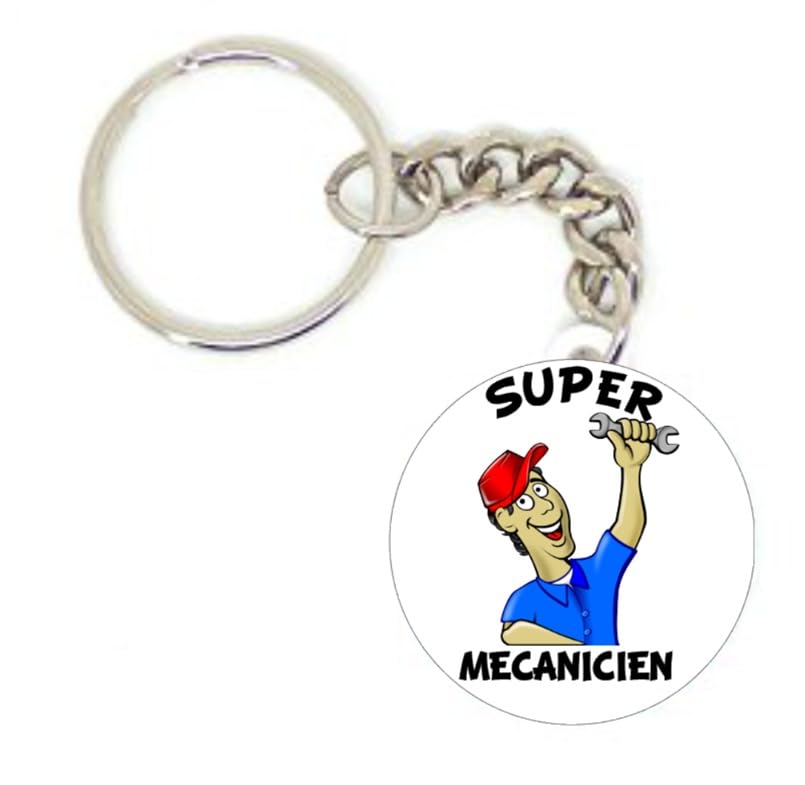 Porte clé badge métier super mécanicien idée cadeau personnalisé