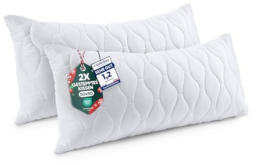 Utopia Bedding Kopfkissen 40x80 cm (2er Set), Gestepptes Kissen für Bett und als Dekokissen, Kissenfüllung, SofaKissen, Zierkissen für Couch...