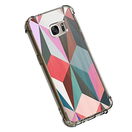 Carcasa Compatible with Samsung Galaxy S7 Edge Funda,Ultra Delgada Silicona TPU Caso Mármol Geometric Patterns Flexible Cubierta Suave a Prueba de choques Case Cover para Teléfono Galaxy S7 Edge