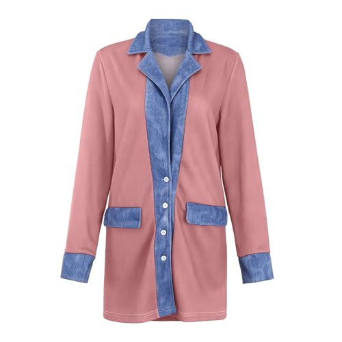 Abrigo suéter oversize de punto grueso casual estilo patchwork contrastante 2