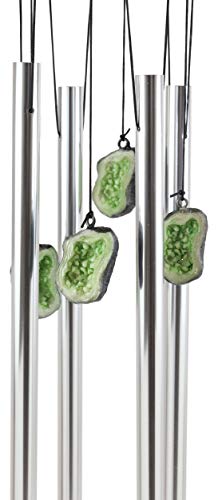 Ebros Gift Medieval Green Dragon Guarding Emerald Crystal Geode Rock Figurine Crown Top Resonant Wind Chime With Miniature Geode Rocks Ornaments For Garden Patio Home Fantasy Dungeons And Dragons #TOP2