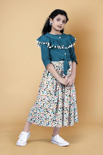 Image of Fashion Dream Girl's Fit And Flare Calf Length Crepe Floral Printed Dress