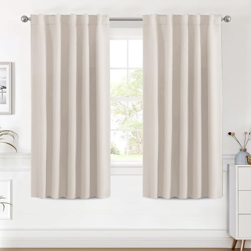 Image of H.VERSAILTEX Blackout Curtains Thermal Insulated Window Treatment Panels Room Darkening Blackout Drapes for Living Room Back Tab /Rod Pocket Bedroom Draperies (2 Panels, Natural, 42 x 63 Inch)