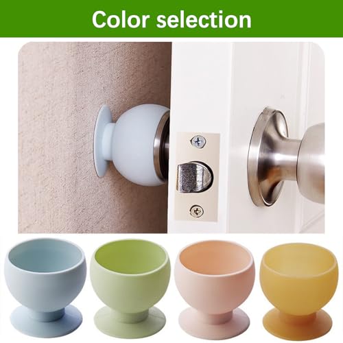 Image of 3-Pack Silicone Doorknob Covers, Round Door Knob Protectors - Wall Bumpers, Dust Covers, Noise Reducers, Easy to Install (Yellow)