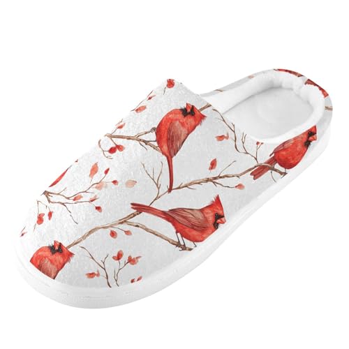 Womens Men's Christmas Cardinals Slippers,Memory Foam Slippers for Home,Bedroom Slippers Fluffy Fuzzy Slippers House Shoes for Women Men 21344918